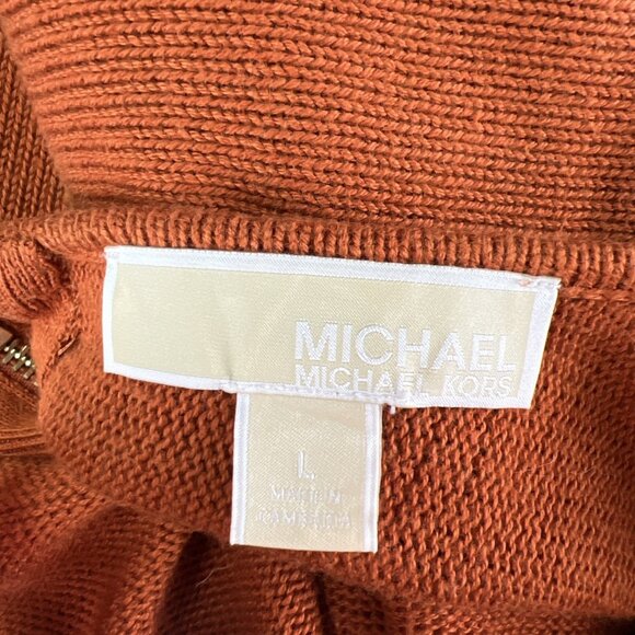 Michael Kors Size Large Back Zip Long Sleeve Long Sweater Orange Autumn - Picture 7 of 9